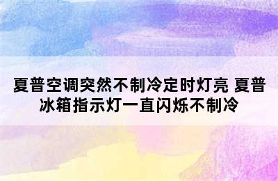 夏普空调突然不制冷定时灯亮 夏普冰箱指示灯一直闪烁不制冷